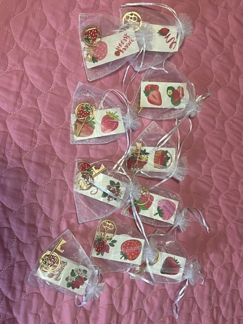 Thank u Gift- Strawberry Bottle Opener Keychain and Fruit Decals (Set of 10)